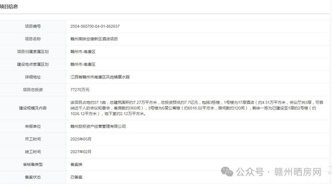 总投资77亿！约571亩赣州这个星级酒店来了(图1)