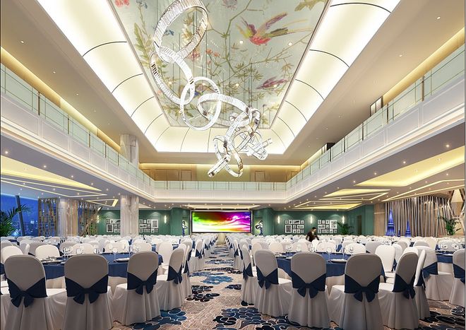 陕西酒店宴会厅装修施工宴会中心装修施工酒店餐厅(图4)