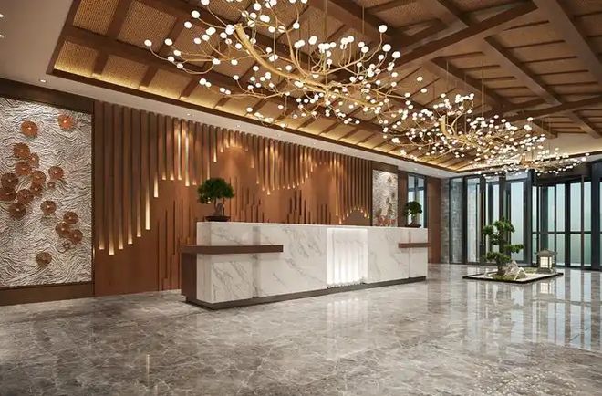 酒店大厅整体装修效果图：塑造第一印象的艺术殿堂(图1)