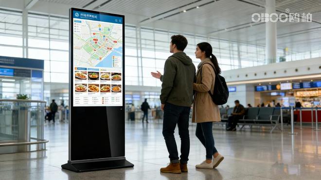 OBOO鸥柏丨27英寸楼宇电梯广告机高亮度酒店推广(图1)